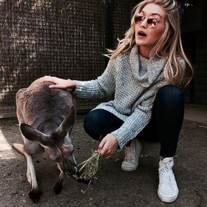 Free people Dylan tweedy oversized sweater as seen on aso Gigi hadid